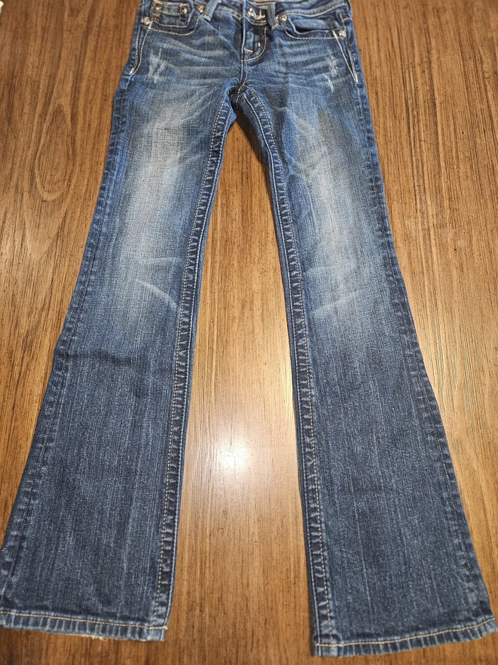 Miss Me Medium Blue Denim Jeans with Embroidered Wing Pockets